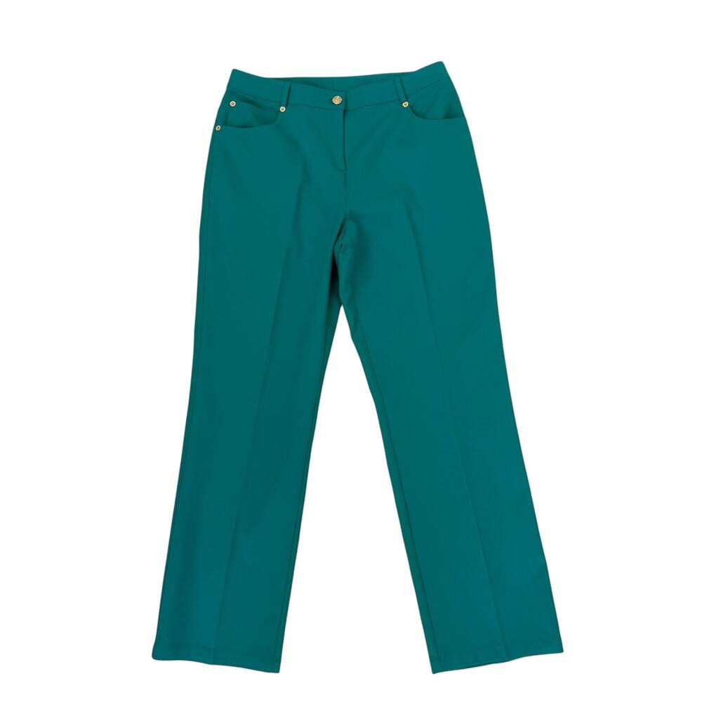 St John Teal Straight Leg Casual Pants Career Trousers- Women's Size 8